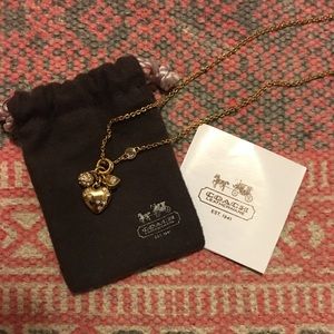 Coach Triple Pave Heart Necklace